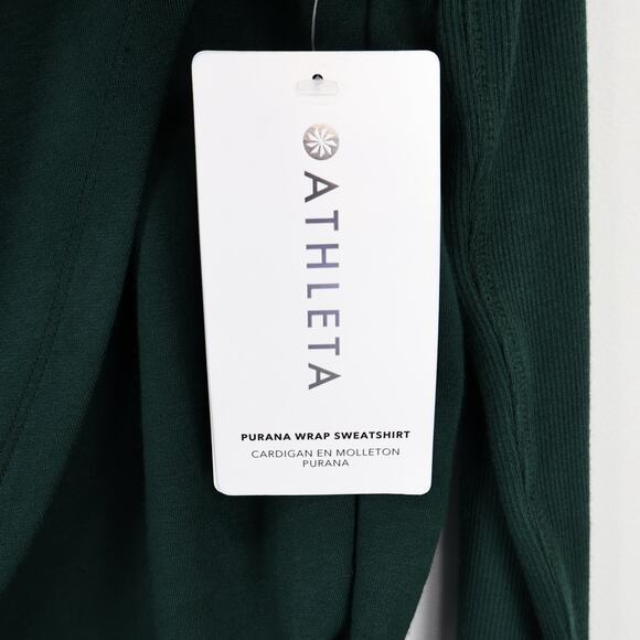 NWT Athleta Puruna Wrap Oversized Drapey Sweatshirt Dark Forest Green Size XS - Picture 10 of 11